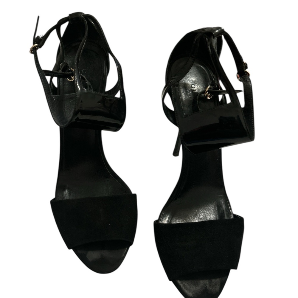 Gucci Black Suede And Patent Leather Sandals Size 9 1/2B